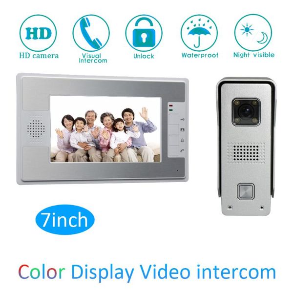 

video door phones (1 set) home use 1 to phone smart system intercom waterproof camera 7 inch color monitor