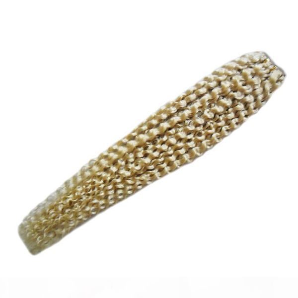 

blond kinky curly hair 100% human hair weave bundles 613 bleach blonde remy human hair1 bundles or 1 pcs no shedding,tangle free, Black