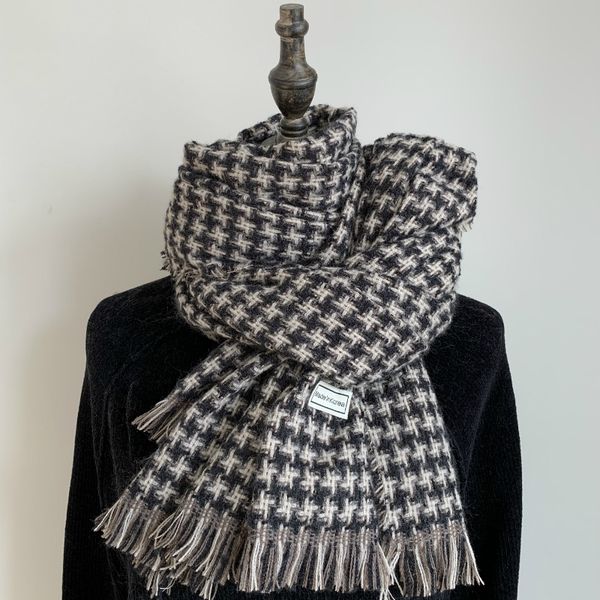 

корейский восточные ворота шарфы новой зимы женщин универсальный шифон плед кашемира ручной вязки теплый шеи, Blue;gray