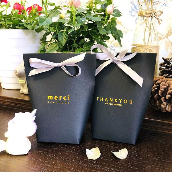 

stobag 50pcs merci christmas baking biscuit food packaging black white kraft paper box birthday party handmade gift supplies wmteci