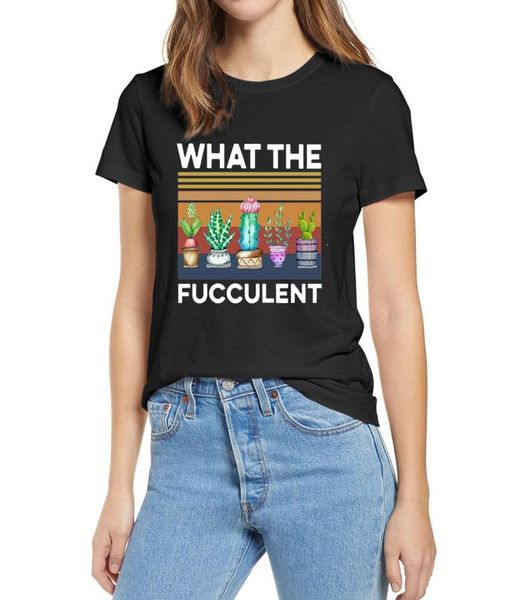 

women's t-shirt 100% cotton retro succulent what the fucculent t shirt women white xs - 3xl men tshirt gift soft tee