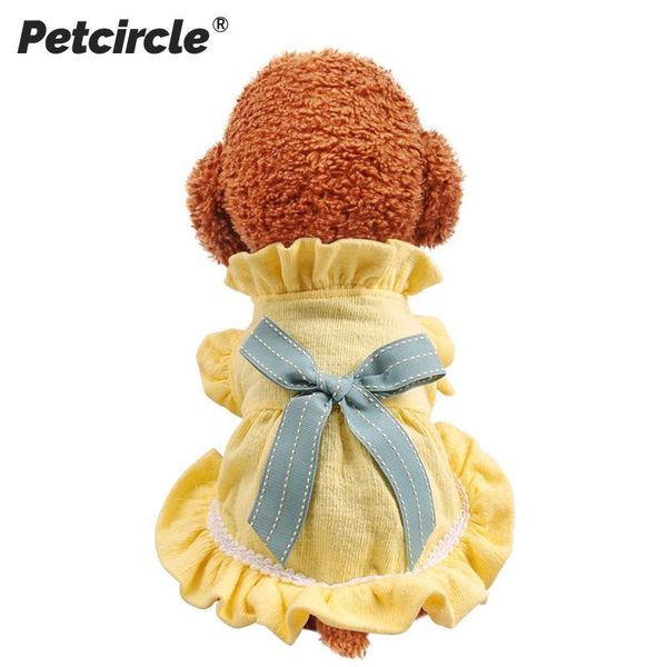 

pet dog cat autumn and winter new style pleated side princess elegant yellow bow skirt teddy, cats and kittens even differen