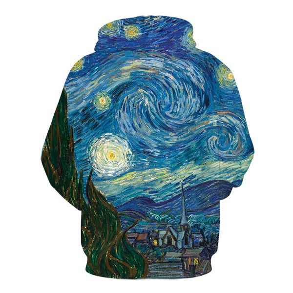 

print harajuku hoodies oil painting starry night 3d van jacket 2020 women/men hipster gothic hat sweatshirt hoodie mens gogh fspaf