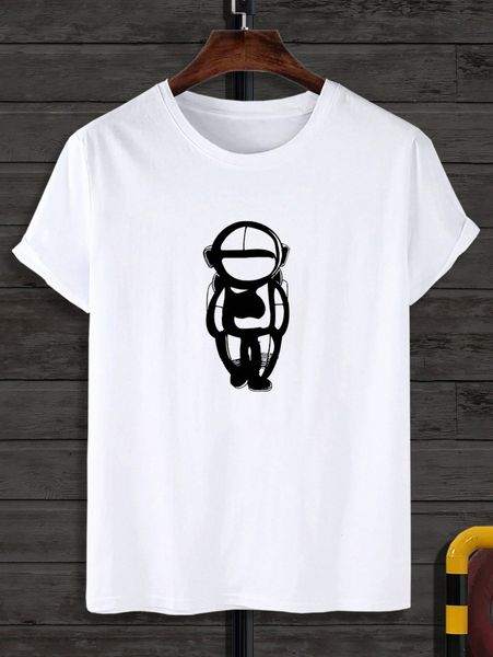 

extended sizes men astronaut print tee f8cs#, White;black