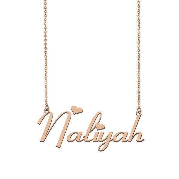 

naliyah name necklace custom nameplate pendant for women girls birthday gift kids friends jewelry 18k gold plated stainless steel, Silver