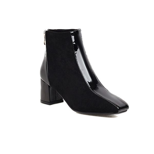

2021 the new square-style party toe painting ankle matching black zipper high heels horse-riding boots women's shoes kkob