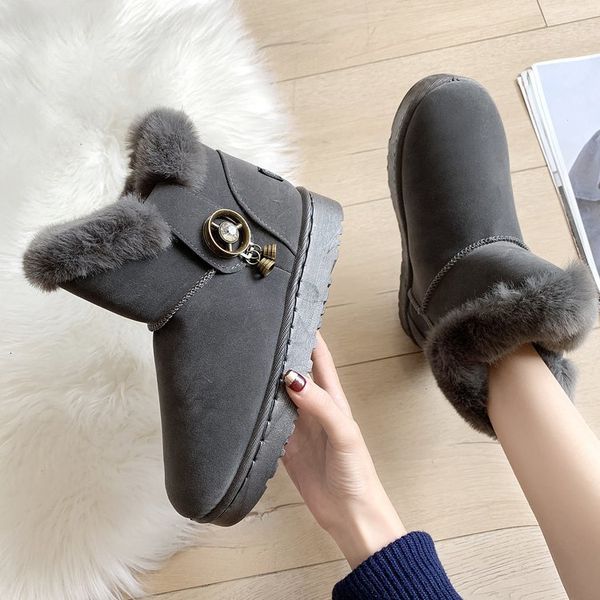 

2021 new fashion snow fur for women winter shoes mujer boots jdiq, Black