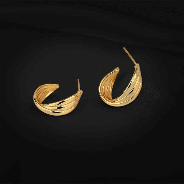 

earrings charms s925 sterling silver creative small fresh temperament twisted ins net red simple fashion versatile women, Golden