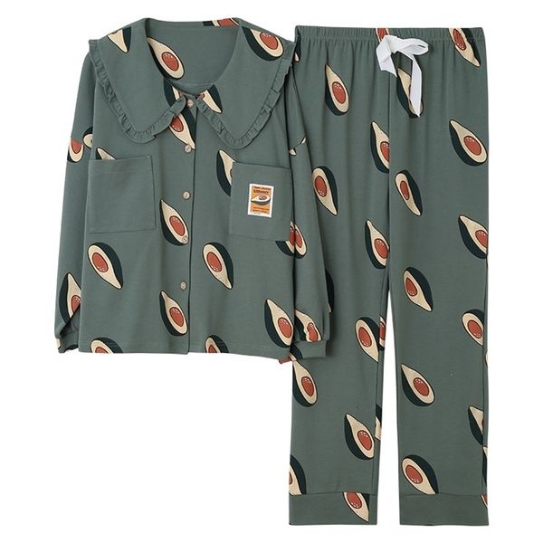 

2019 winter pajamas women korean 2 pcs sleepwear set pyjama femme long sleeve cotton kawaii plus size pijama mujer sleep lounge y200708, Black;red