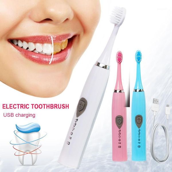 

smart electric toothbrush sonic with 3pc heads battery power no rechargeable tooth brush for adults support dropping1
