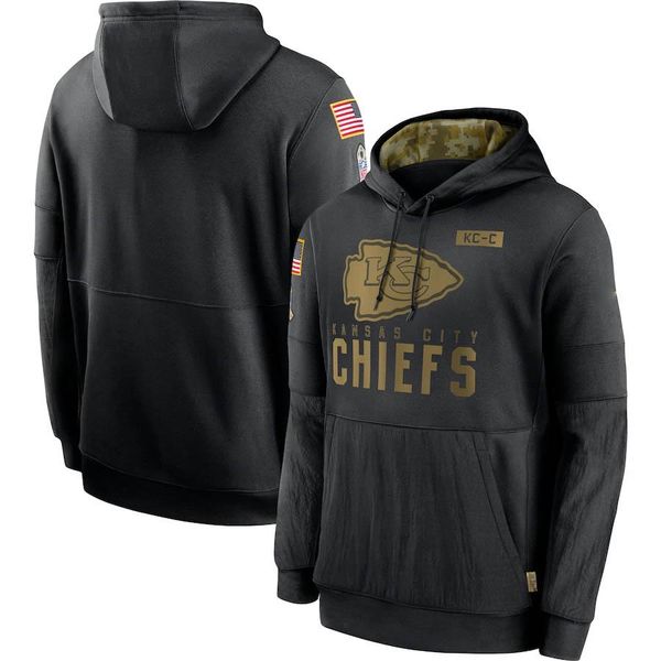 

kansas city chiefs men woemn youth sweatshirt 2020 salute to service sideline performance pullover football hoodie black