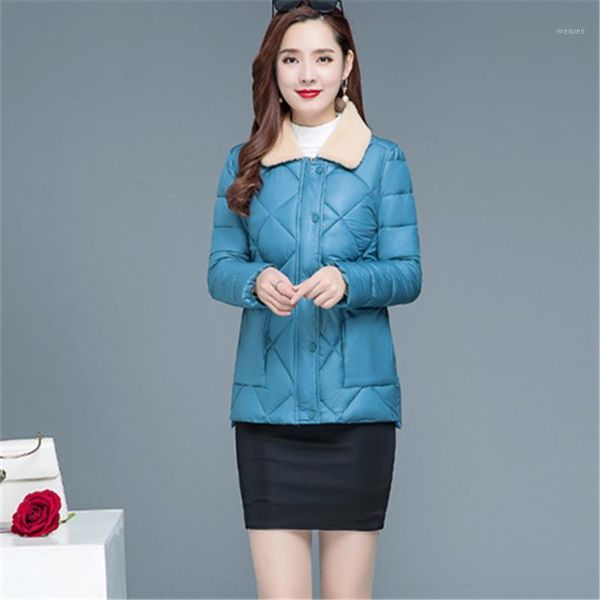 

2021 winter fashion new lightweight white fur collar long sleeve temperament slim solid color warm jacket trend 2121, Black