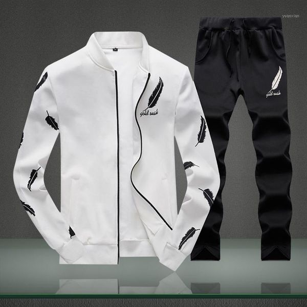 

tracksuit men casual spring autumn men's sportswear set stand collar sweatshirt outwear 2pc hoodies + pants sets male outwear1, Gray