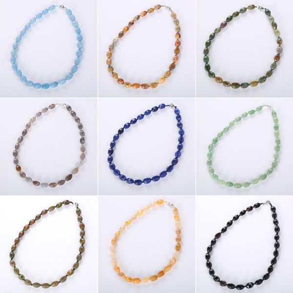 

chokers wholesale natural stone necklace tiger eyes crystal 26 colors optional 10-18mm bead strand 20", Golden;silver