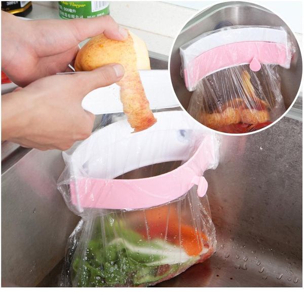 

kitchen foldable rack garbage-bag-holder trash-storage cabinet-door cupboard sink hold suction cup trash bag organzi sqckti