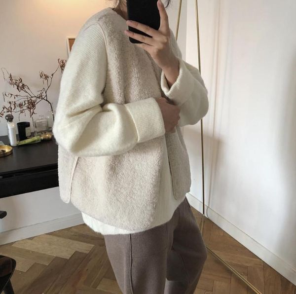 

новая женщина шерсть теплый жилет lovemoda, Black;white