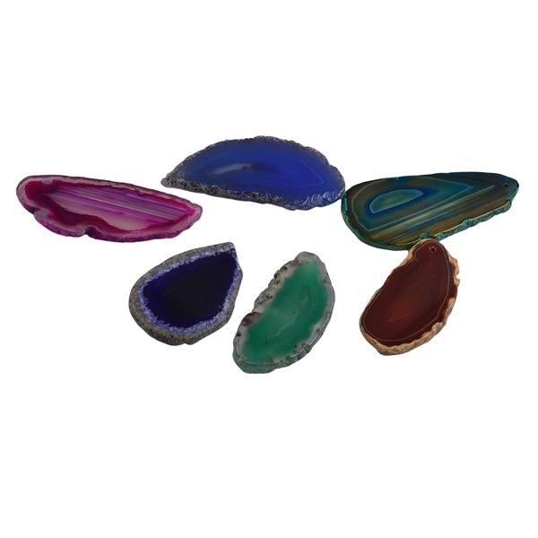

6 piece irregular shape agate quartz slice pendant charms for jewelry making, Black