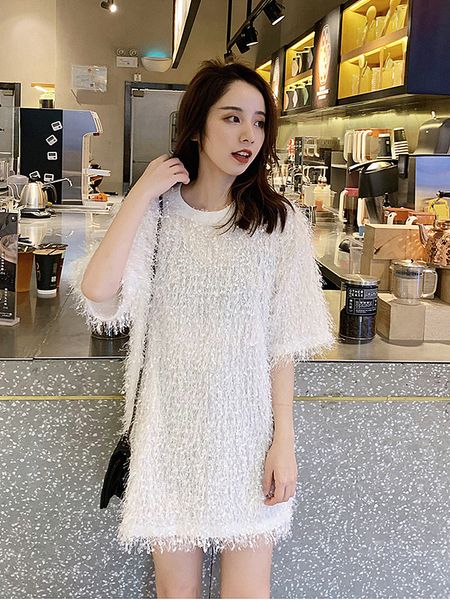 

long eemale t-shirt section 2020 new spring with wildly short sleeve female shirt fashion solid color released 5cs0 c367, White