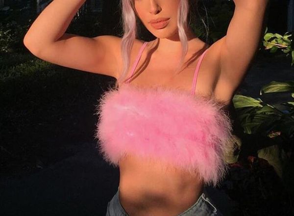 

velvet feather patchwork strapless bralette cropped tube women solid color cute summer beach crop, White