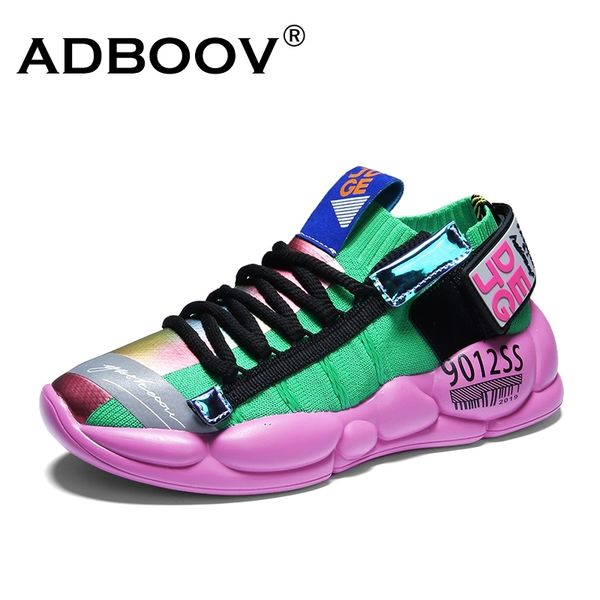 

adboov new sock sneakers for women men knitted platform sneakers fashion woman casual shoes green y200108, Black