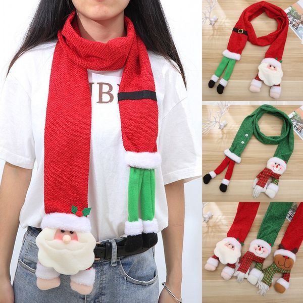 

dhl ship red santa claus snowman cartoon flannel christmas women girl scarves cycling scarves outdoor xmas winter scarves fy6186, Black