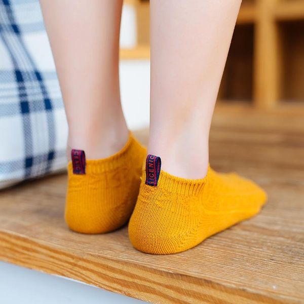 

boat socks women's cotton shallow socks college korean spring and summer thin socks solid color anti-skid japanese stand bbywcl, Black