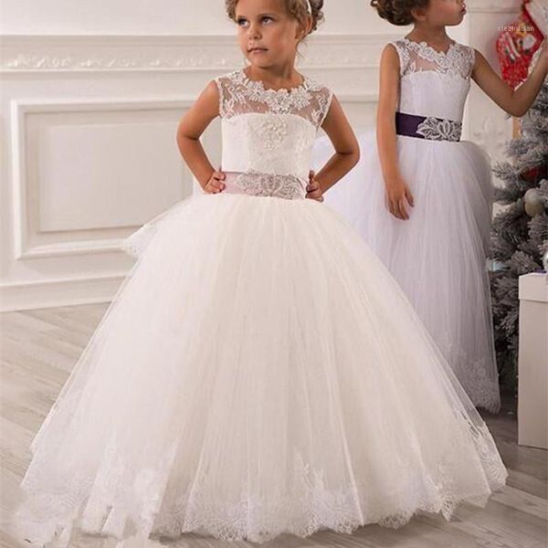 

girl's dresses flower girl vintage jewel sash lace net baby birthday christmas first communion children party gown1, Red;yellow