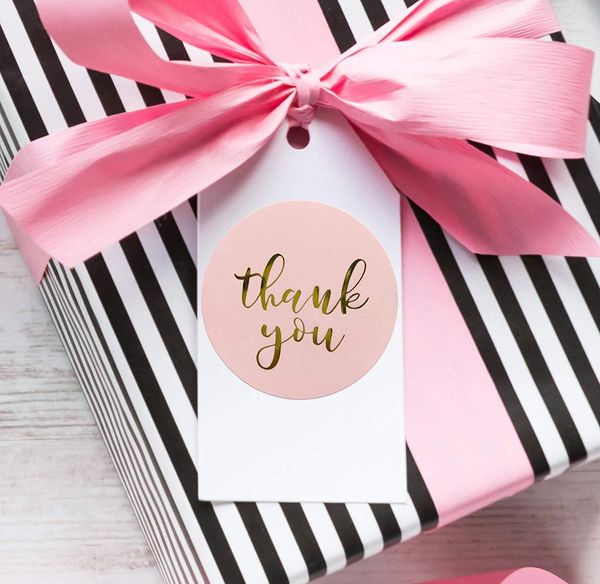 

pink paper label stickers gold thank you sticker scrapbooking 500pcs for wedding gift card business packaging s bbytql bde_luck