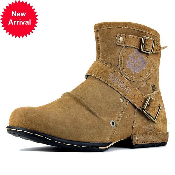 

2021 spring area genuine leather men's on ankle male boots 5008-1-beige 4kbu, Black