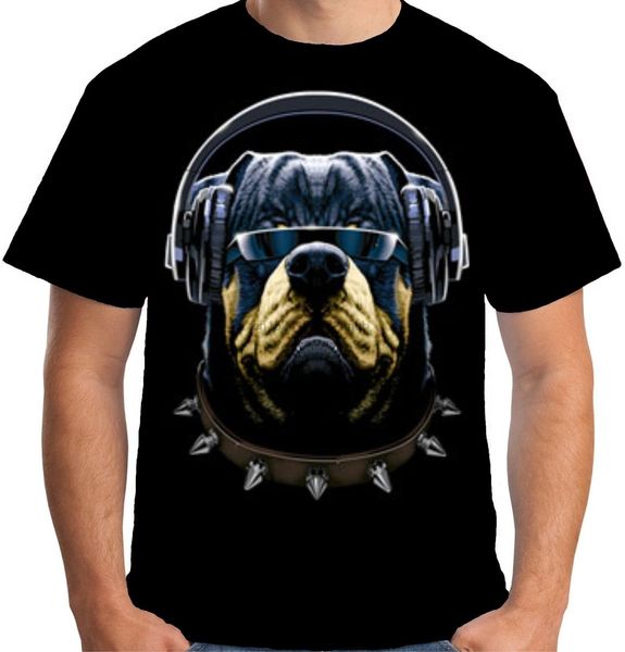 

fashion new mens cool dj rottweiler big dog face music festival custom print casual tee hoodie designers t shirts sweatshirt