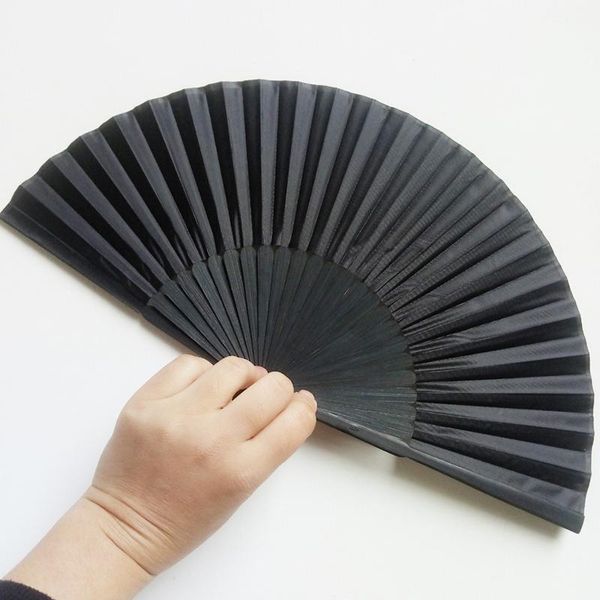 

party favor men's folding black plain silk fan wedding