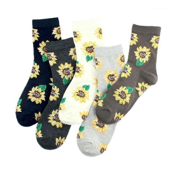 

socks & hosiery korean style women sunflower short creative art harajuku japanese cotton tide sox1, Black;white