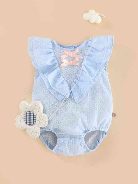 

peninsula baby bow detail ruffle trim bodysuit she, Blue