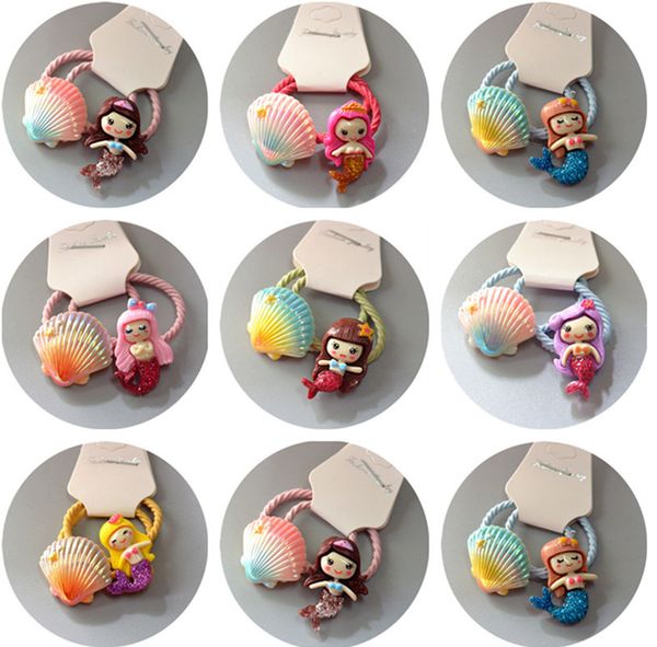 

2pcs cartoon cute sweet candy color princess headwear kids elastic hair bands children ropes girls accessories baby headdress