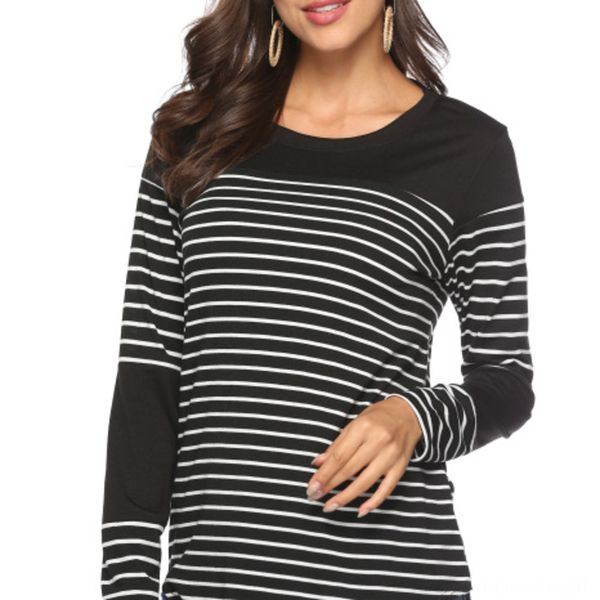 

new women's casual stripe coat stitching long sleeve loose new women's casual stripe coat t-shirt stitching long sleeve loose t-sh, White