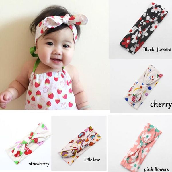

2 pcs baby girls bowknot print floral headbands newborn infant children ears elastic headwear baby clothing accessories1, Yellow