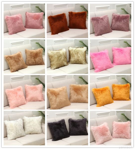 

plush pillowcase long-wool soft warm cushion 26colors 45x45cm suede luxury pillow cover bed sofa car christmas decorations a05