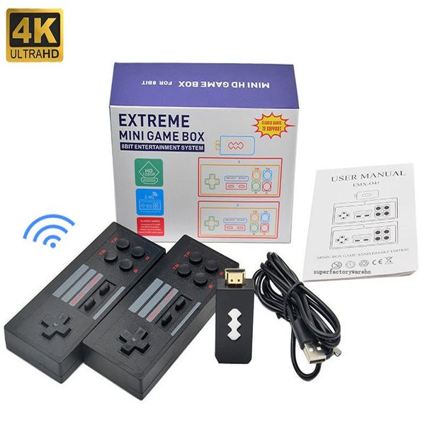 4K portátil Video Game Console mini-jogo HD Box pode armazenar 568 Jogos Retro Suporte Controlador Wireless Console 2.4G EXTREME TF FC NES