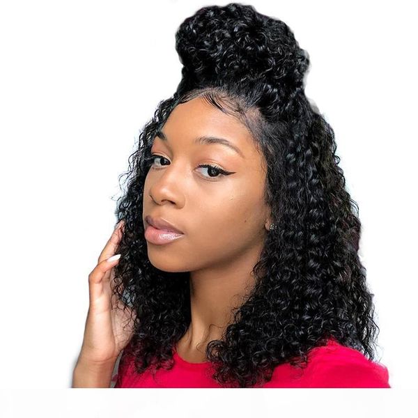

afro curly lace wig pre plucked lace virgin malaysian glueless afro kinky curly full lace human hair wigs for black women, Black;brown