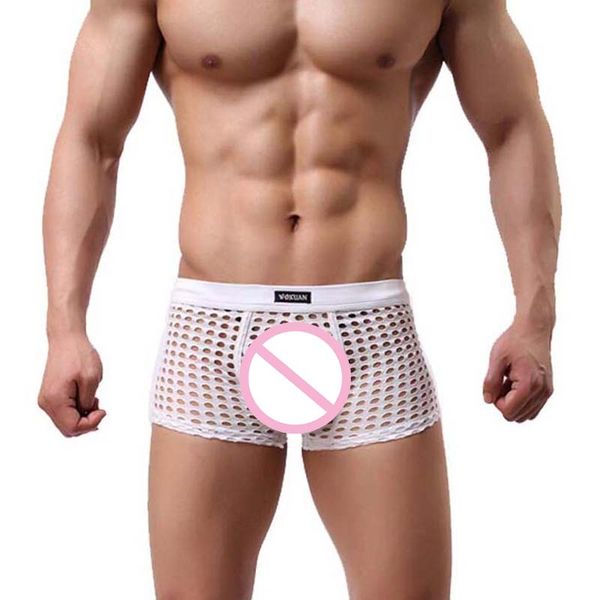 

3Pieces/Lot Mens Underwear Boxer Shorts Summer Big Mesh Hollow Breathable Youth Boxer Marca Ropa Interior Homme, Black