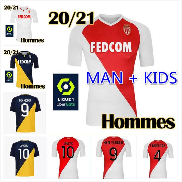 

man kids kit 2020/2021 as monaco soccer jersey 2021 #9 ben yedder #10 jovetic soccer uniform #17 golovin #4 fabregas #25 glik football shirt, Black;yellow