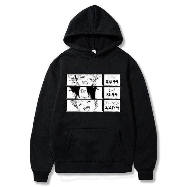 

harajuku hoodie the promised neverland hoodies sweatshirt women hiphop anime hoodies streetwear hoodie drop shipping good quality, Black