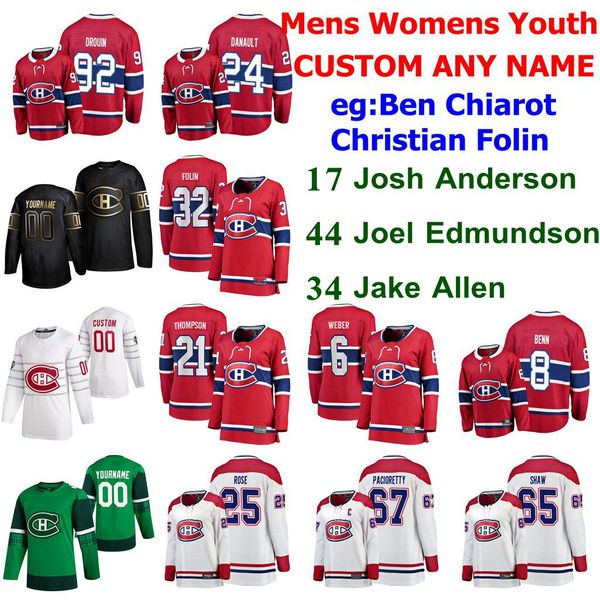 

st.patrick's day montreal canadiens hockey jerseys 17 josh anderson 44 joel edmundson 34 jake allen 31 carey price nick suzuki custom s, Black;red