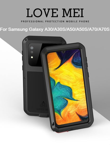 

случаи любовь mei корпус samsung galaxy a30 a30s a50s a70s a20 a40s металл броня shock грязь доказательство воды телефон для a50 a70