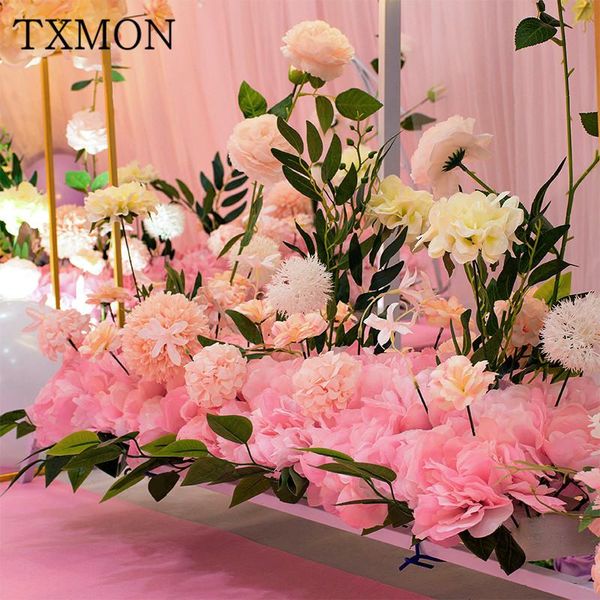 

wedding scene layout decoration simulation silk flower rows stage stage welcome area road fake flower display window display