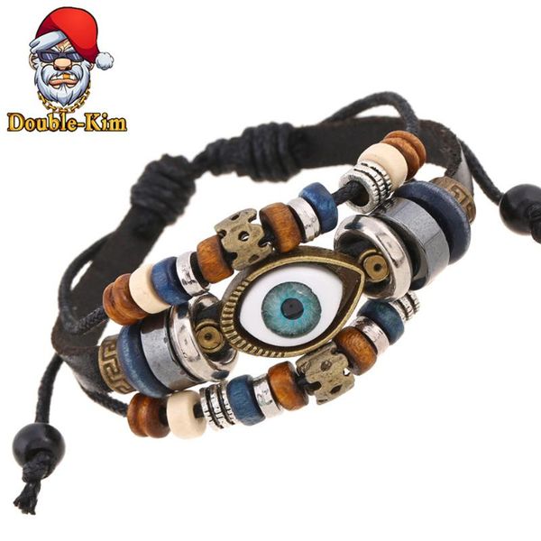 

eye of the demon leather rope bracelet rock hip-hop rock street culture pu leather rope man bracelet fashion trendy men jewelry, Black