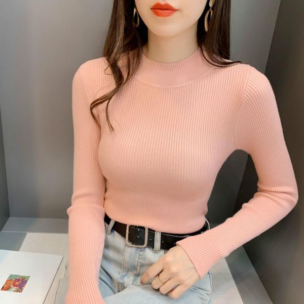 

women's sweaters turtleneck sweater pink ladies knitwear women winter 2021 fashion pull long femme, White;black