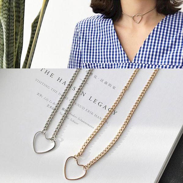 

полые сердце choker ожерелья для женщин оптовых себе ожерелье сердца dainty ожерелье подарков dropshipping jllooe ffshop2001, Silver