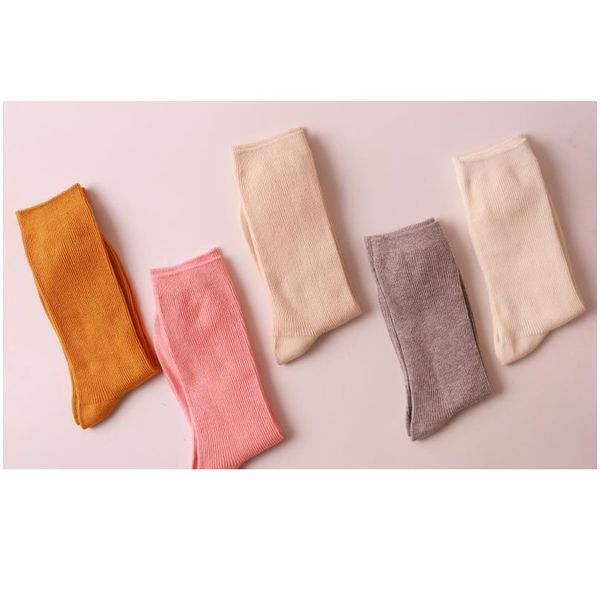 

women socks spring autumn winter long socks school style cotton solid color cotton socks female korean style ca bbyxic, Black