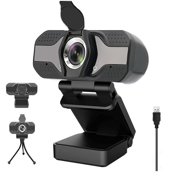 

2020 1080p webcam with microphone, privacy cover & tripod, noise reduction, computer hd usb web camera for zoom youtube skype pc